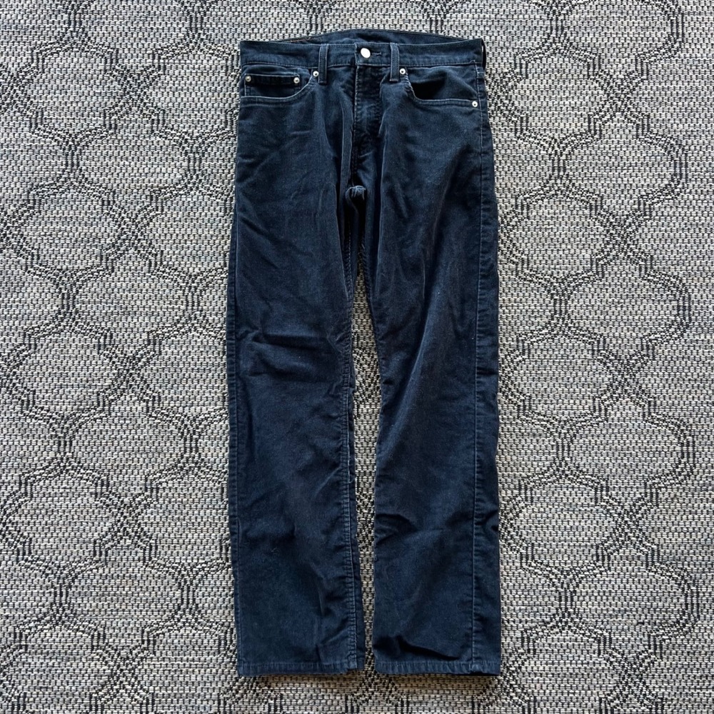Levi's 514 Pants Mens 32x32 Navy Blue Corduroy Straight Fit Casual Workwear